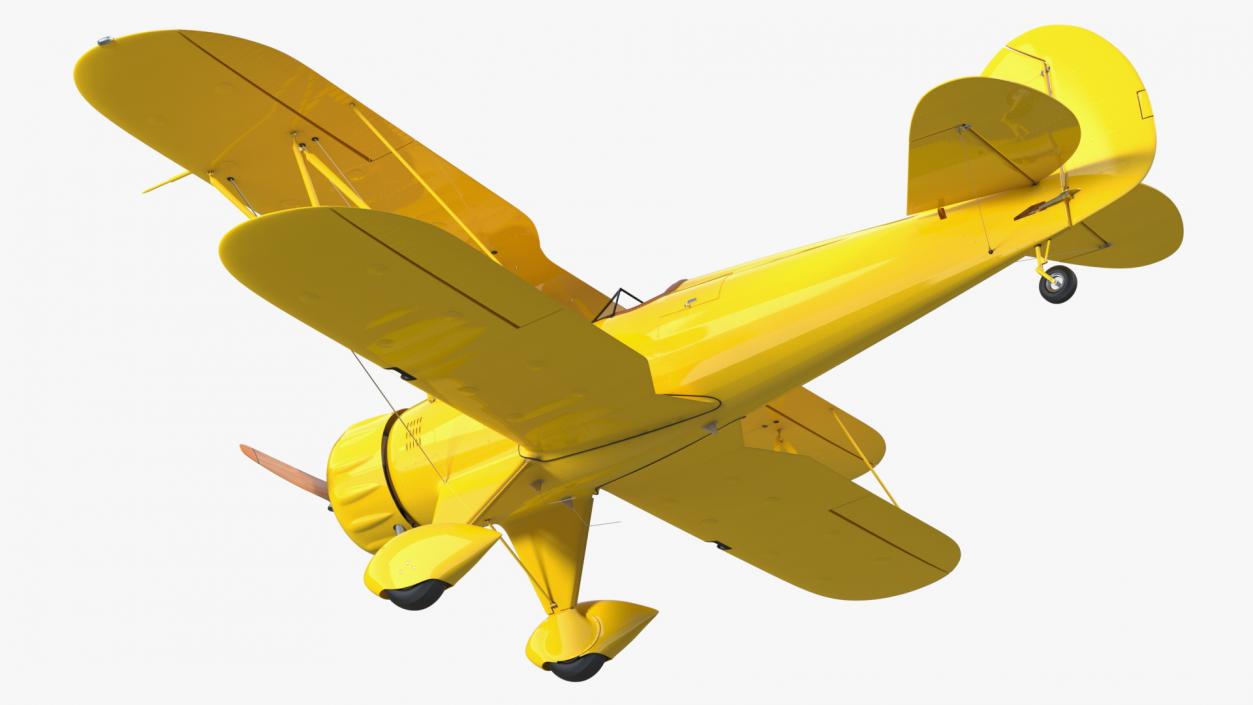 3D model Coastal Biplane YMF-5 Yellow Simple Interrior