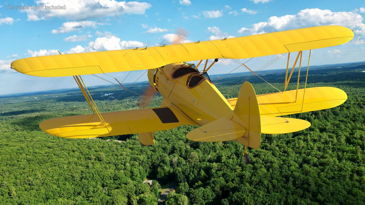 3D model Coastal Biplane YMF-5 Yellow Simple Interrior