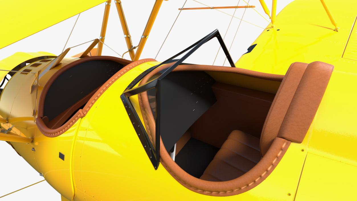 3D model Coastal Biplane YMF-5 Yellow Simple Interrior