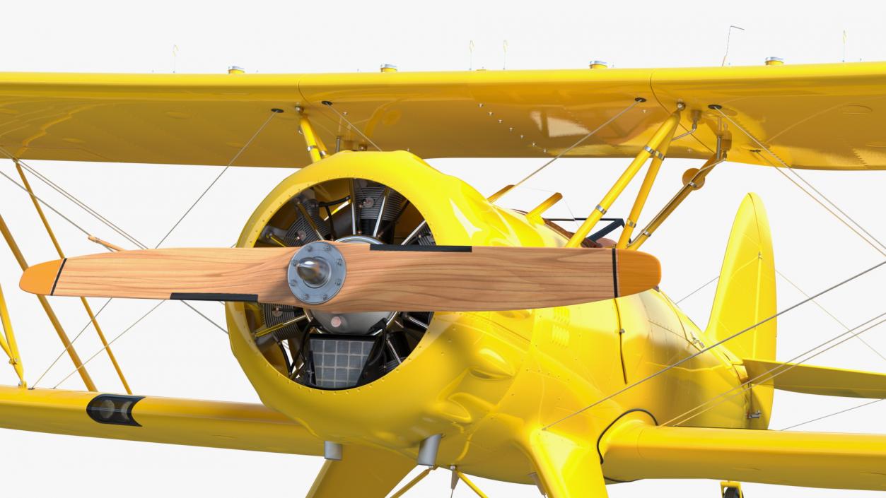 3D model Coastal Biplane YMF-5 Yellow Simple Interrior