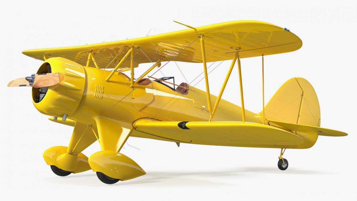 3D model Coastal Biplane YMF-5 Yellow Simple Interrior