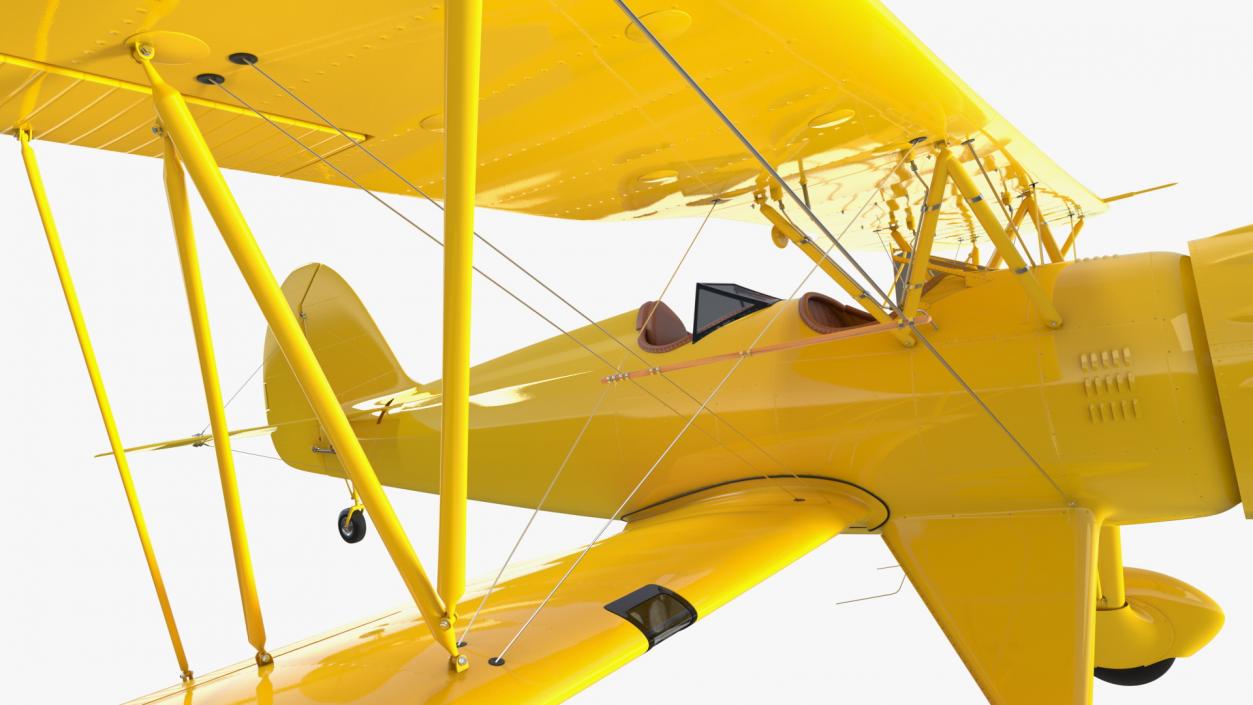 3D model Coastal Biplane YMF-5 Yellow Simple Interrior