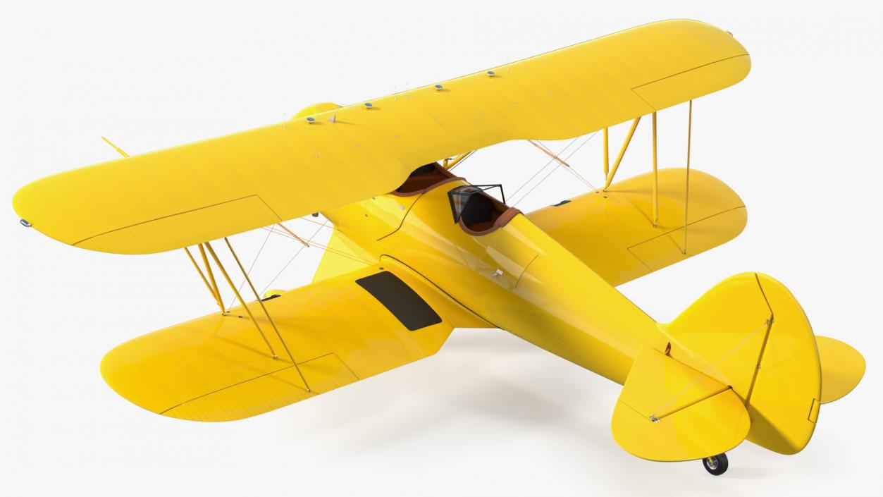 3D model Coastal Biplane YMF-5 Yellow Simple Interrior