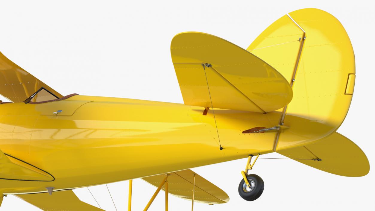 3D model Coastal Biplane YMF-5 Yellow Simple Interrior