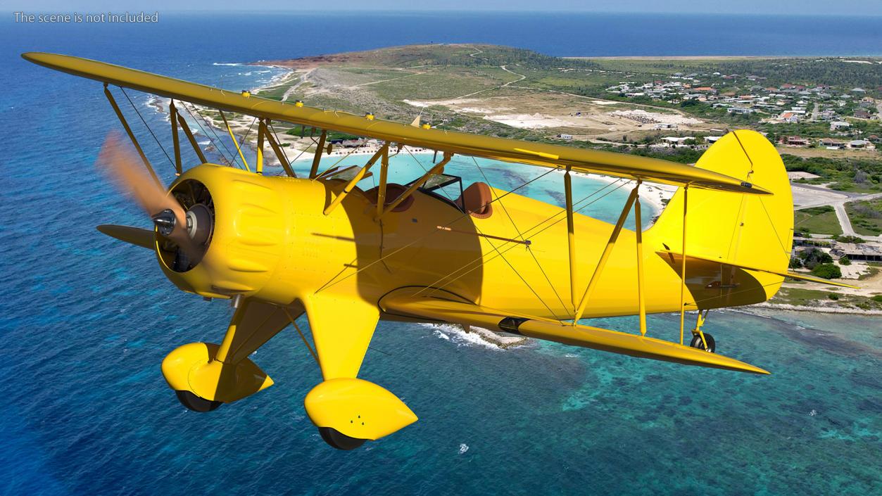 3D model Coastal Biplane YMF-5 Yellow Simple Interrior