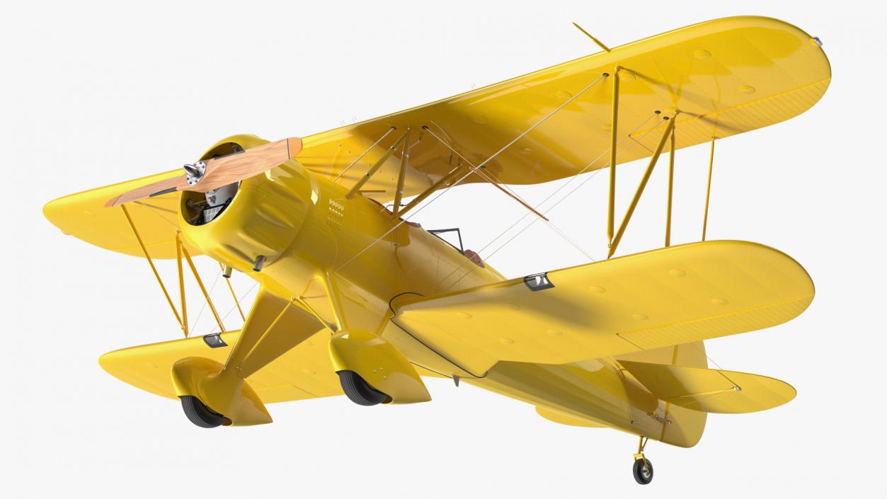 3D model Coastal Biplane YMF-5 Yellow Simple Interrior