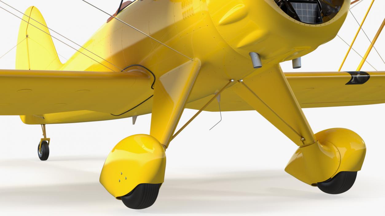 3D model Coastal Biplane YMF-5 Yellow Simple Interrior