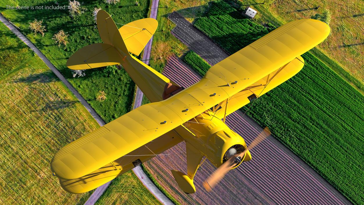 3D model Coastal Biplane YMF-5 Yellow Simple Interrior