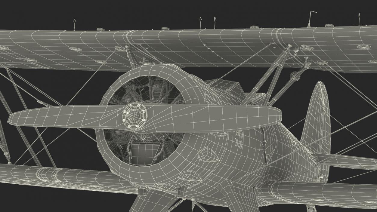 3D model Coastal Biplane YMF-5 Yellow Simple Interrior