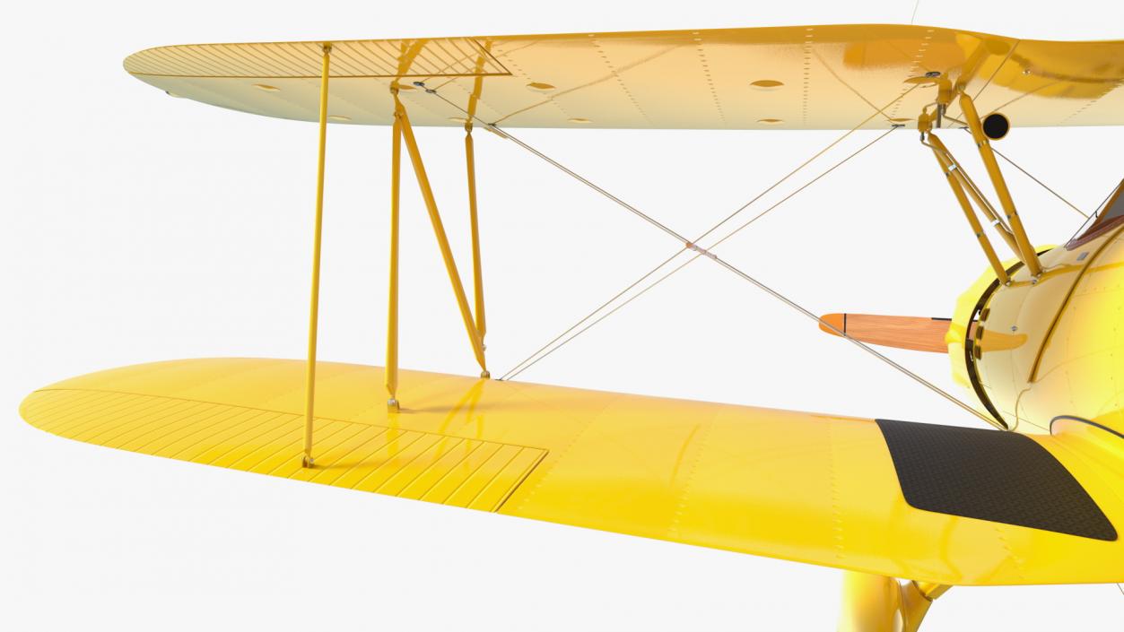 3D model Coastal Biplane YMF-5 Yellow Simple Interrior