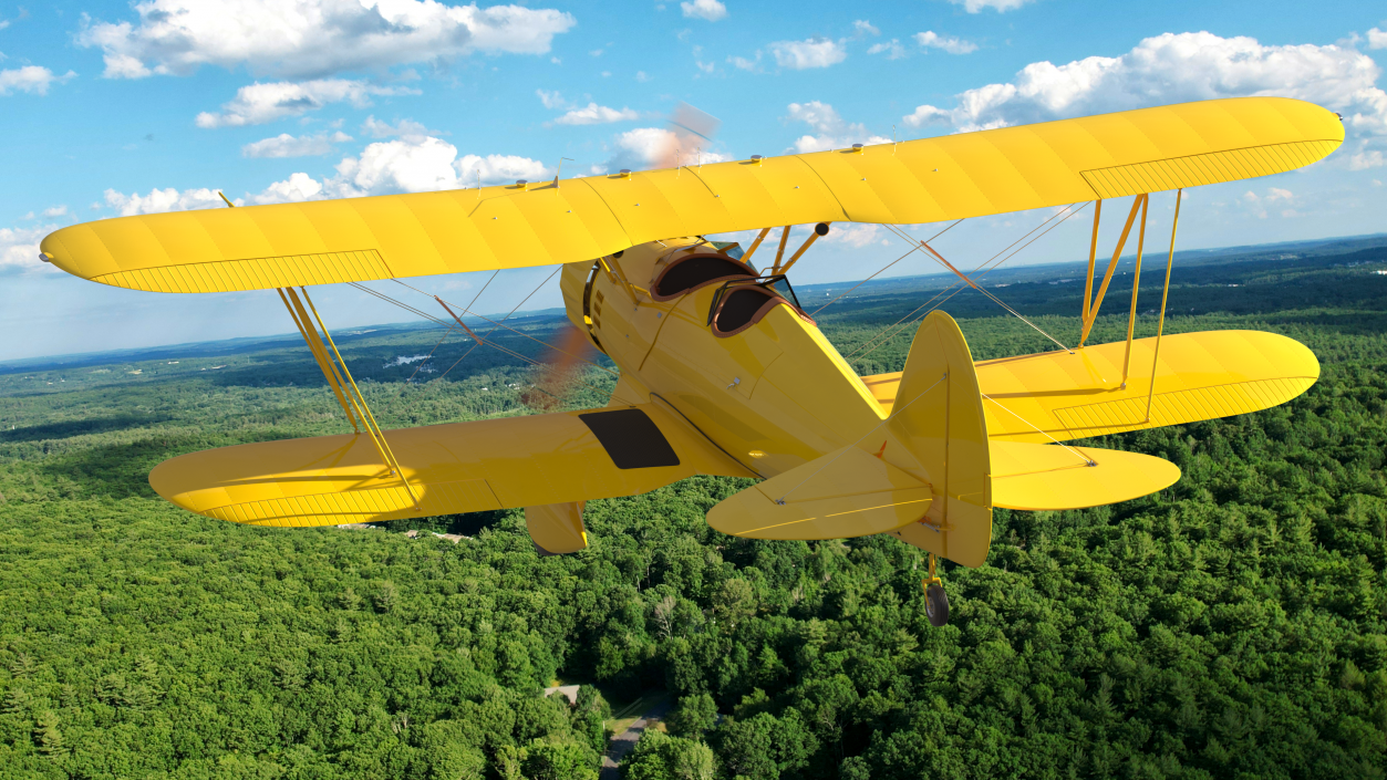 3D model Coastal Biplane YMF-5 Yellow Simple Interrior