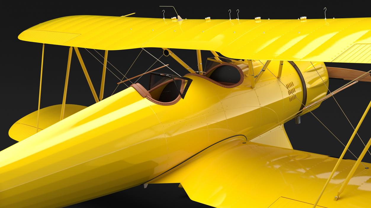 3D model Coastal Biplane YMF-5 Yellow Simple Interrior