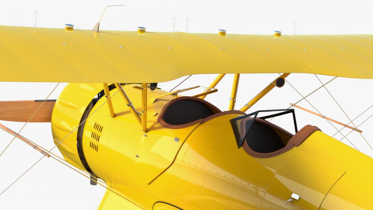 3D model Coastal Biplane YMF-5 Yellow Simple Interrior