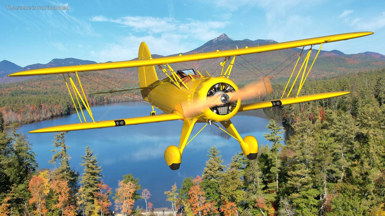 3D model Coastal Biplane YMF-5 Yellow Simple Interrior