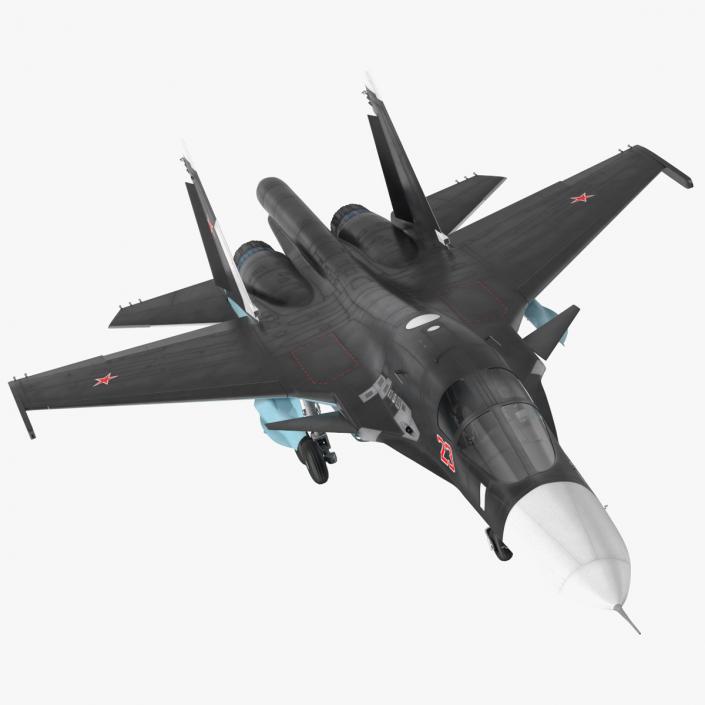 3D Su 34 Aircraft with X-31PM Supersonic Missile Rigged for Cinema 4D