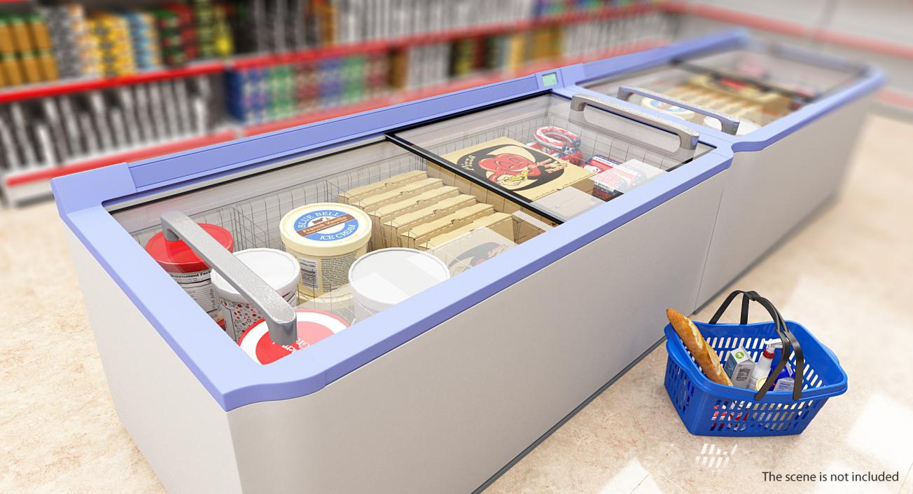 3D Glass Top Display Chest Freezer