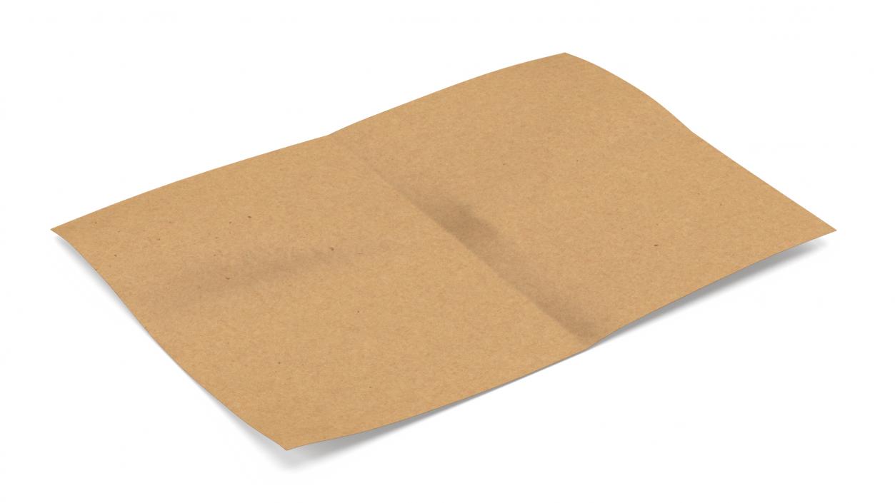 Kraft Paper Sheet Folded in Four 2 3D model