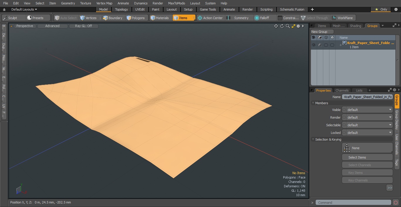 Kraft Paper Sheet Folded in Four 2 3D model