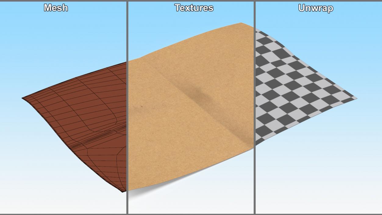 Kraft Paper Sheet Folded in Four 2 3D model