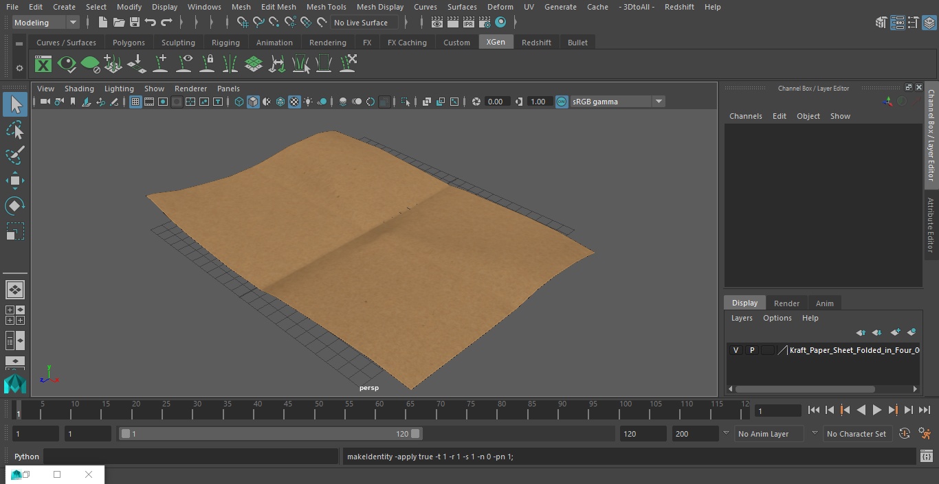 Kraft Paper Sheet Folded in Four 2 3D model