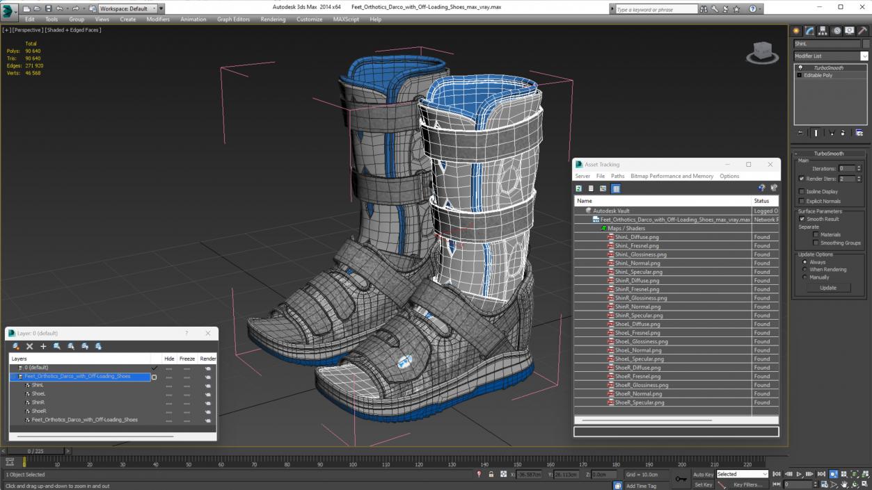 3D Feet Orthotics Darco with Off-Loading Shoes model