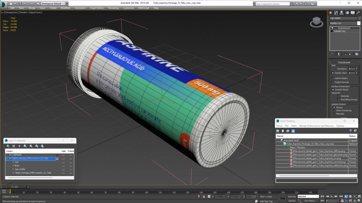 Tube Aspirine Package 10 Tabs 3D model