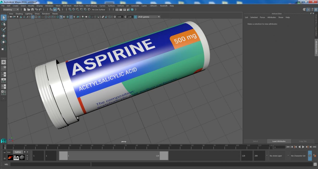 Tube Aspirine Package 10 Tabs 3D model