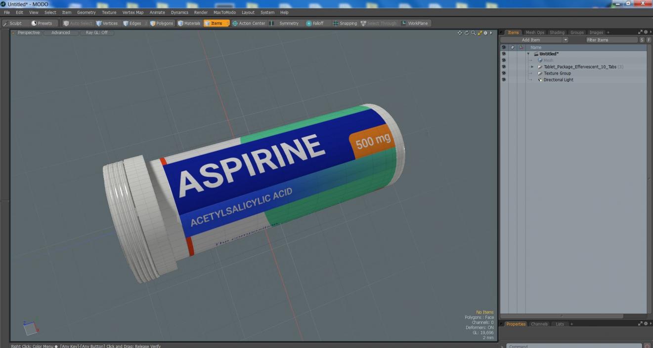 Tube Aspirine Package 10 Tabs 3D model