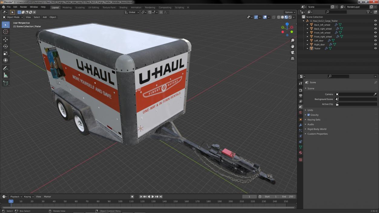 3D 6x12 Cargo Trailer model