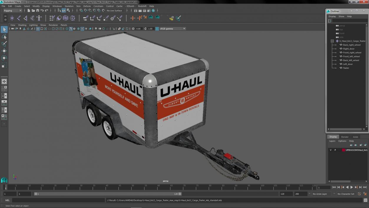 3D 6x12 Cargo Trailer model