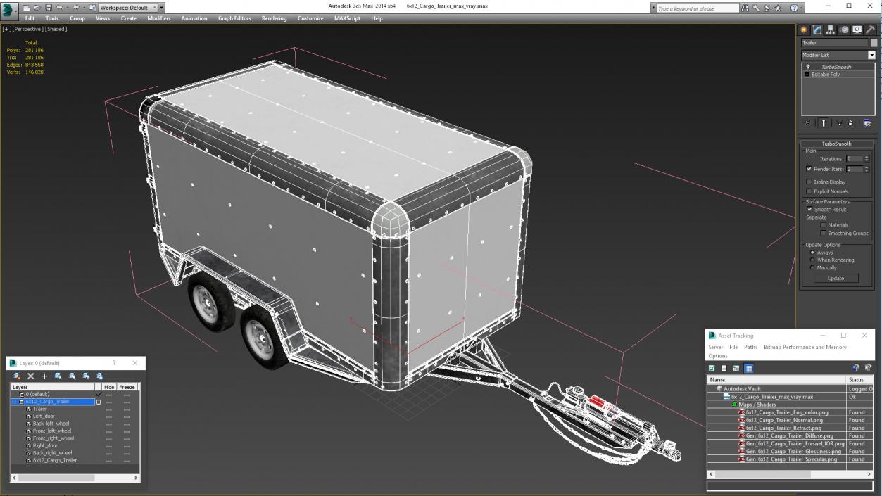 3D 6x12 Cargo Trailer model