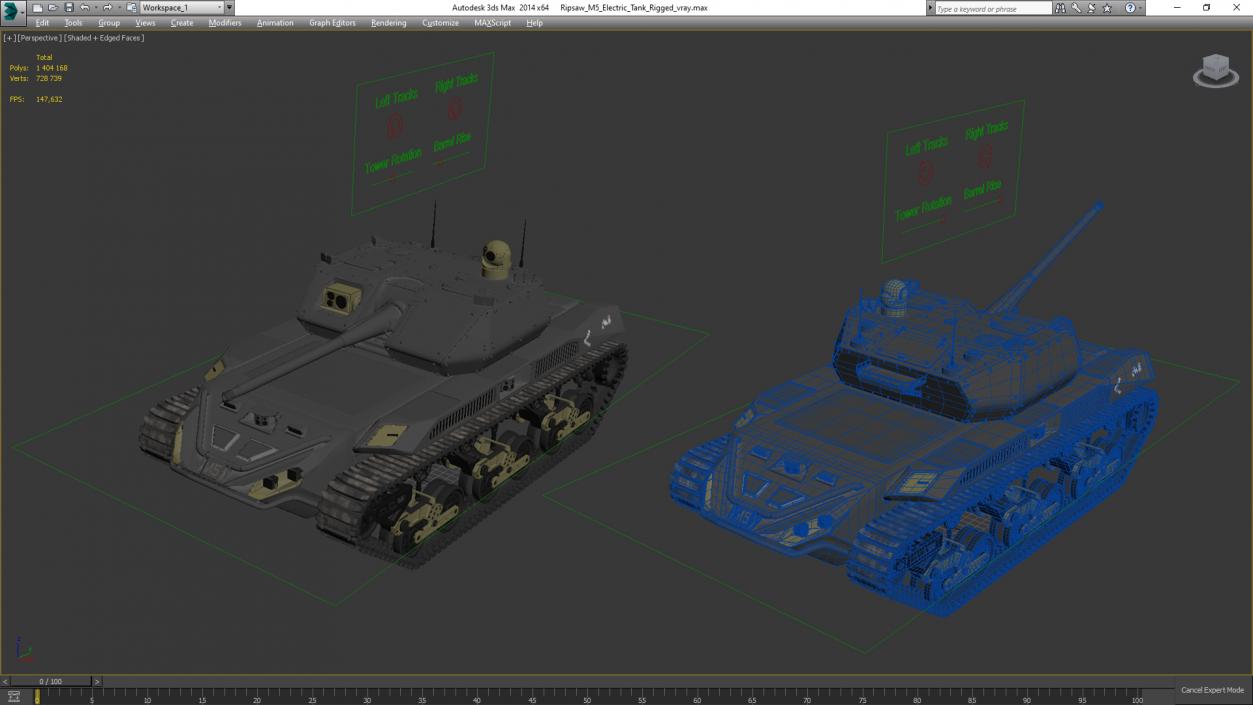 3D model Ripsaw M5 Electric Tank Rigged