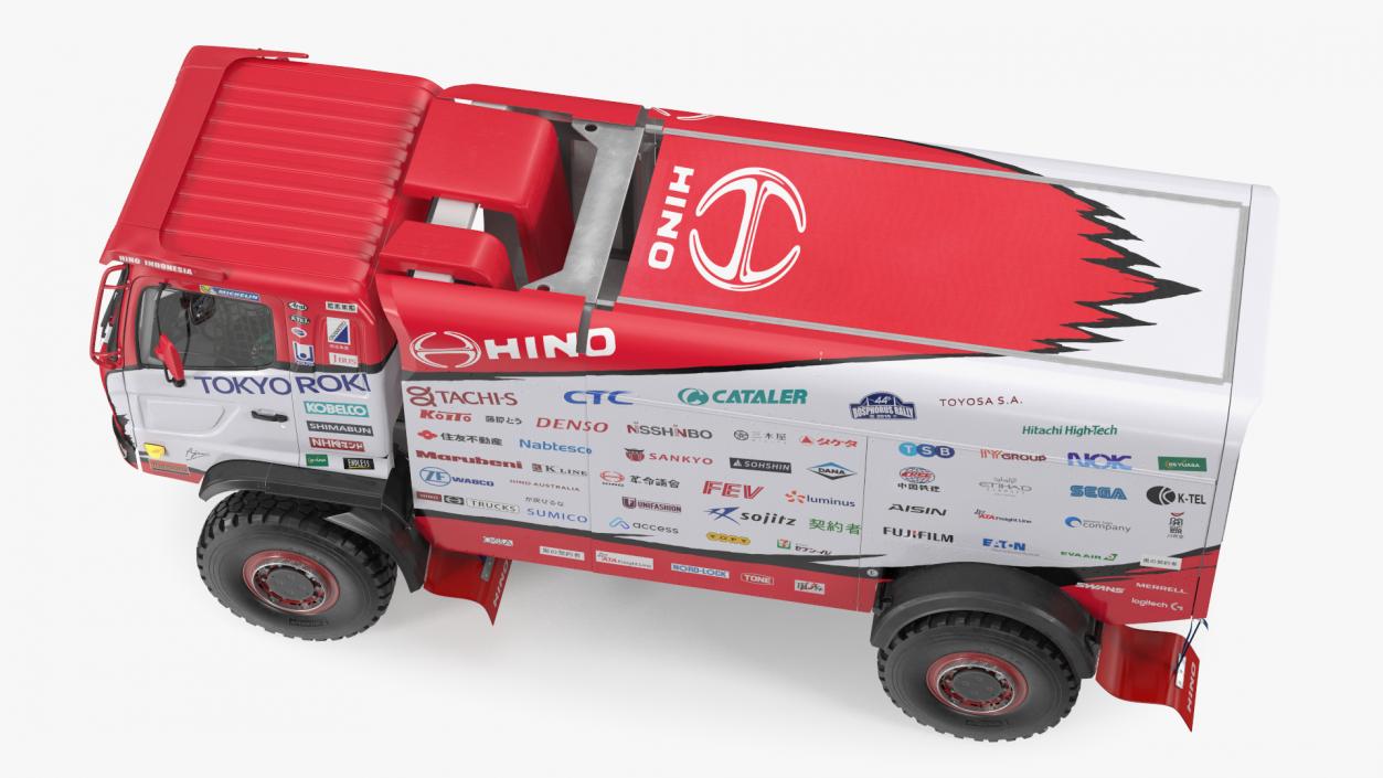 3D Dakar Truck Hino Lights On Rigged model