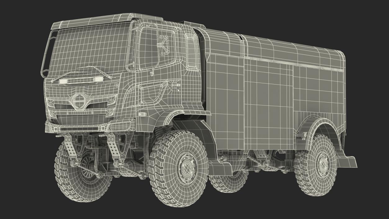 3D Dakar Truck Hino Lights On Rigged model