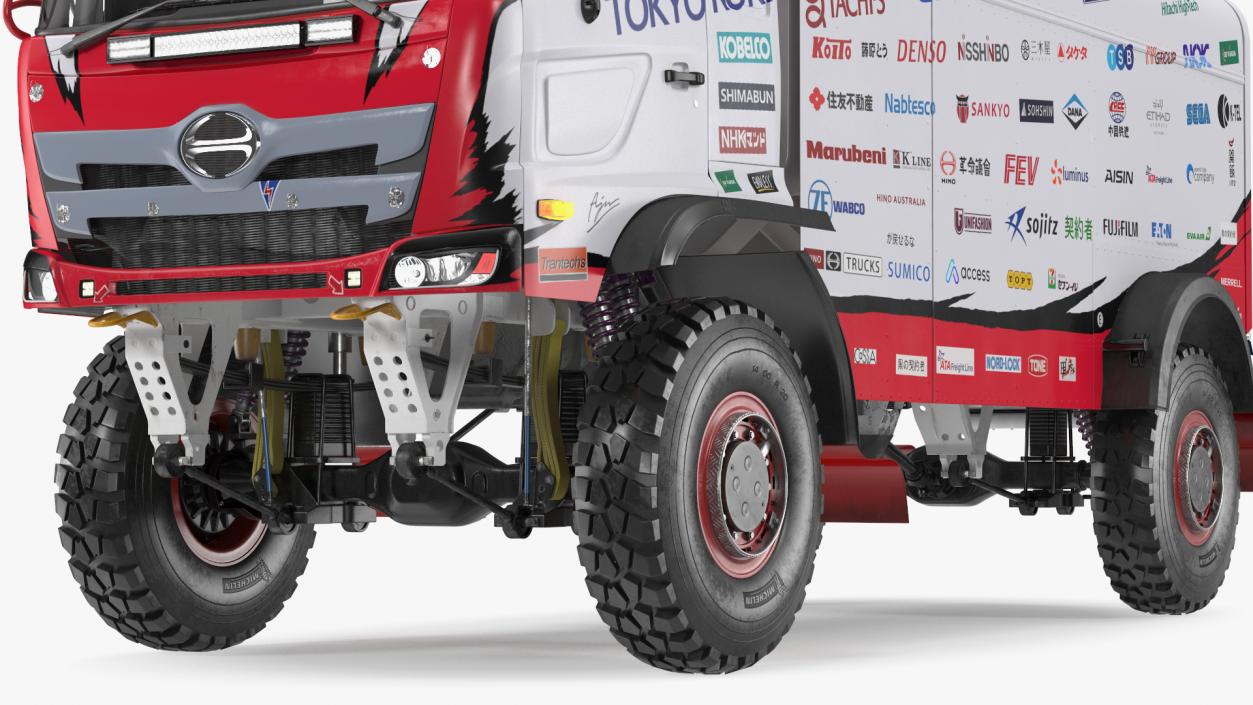 3D Dakar Truck Hino Lights On Rigged model