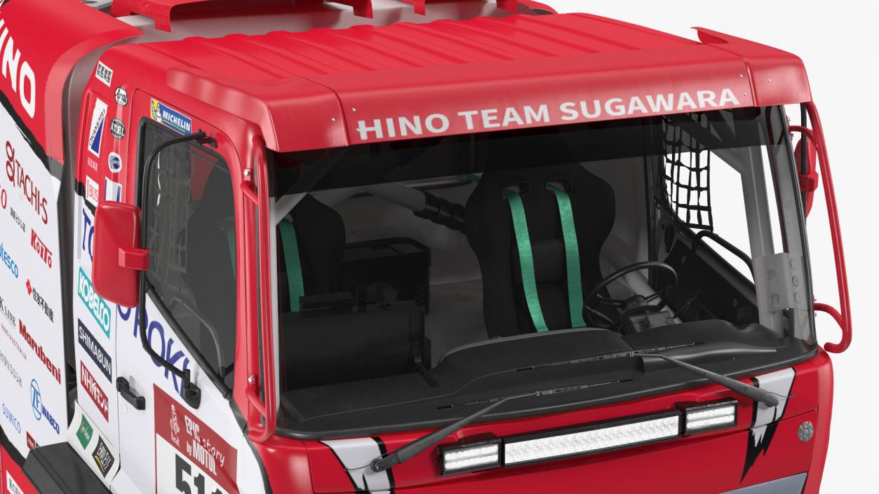 3D Dakar Truck Hino Lights On Rigged model