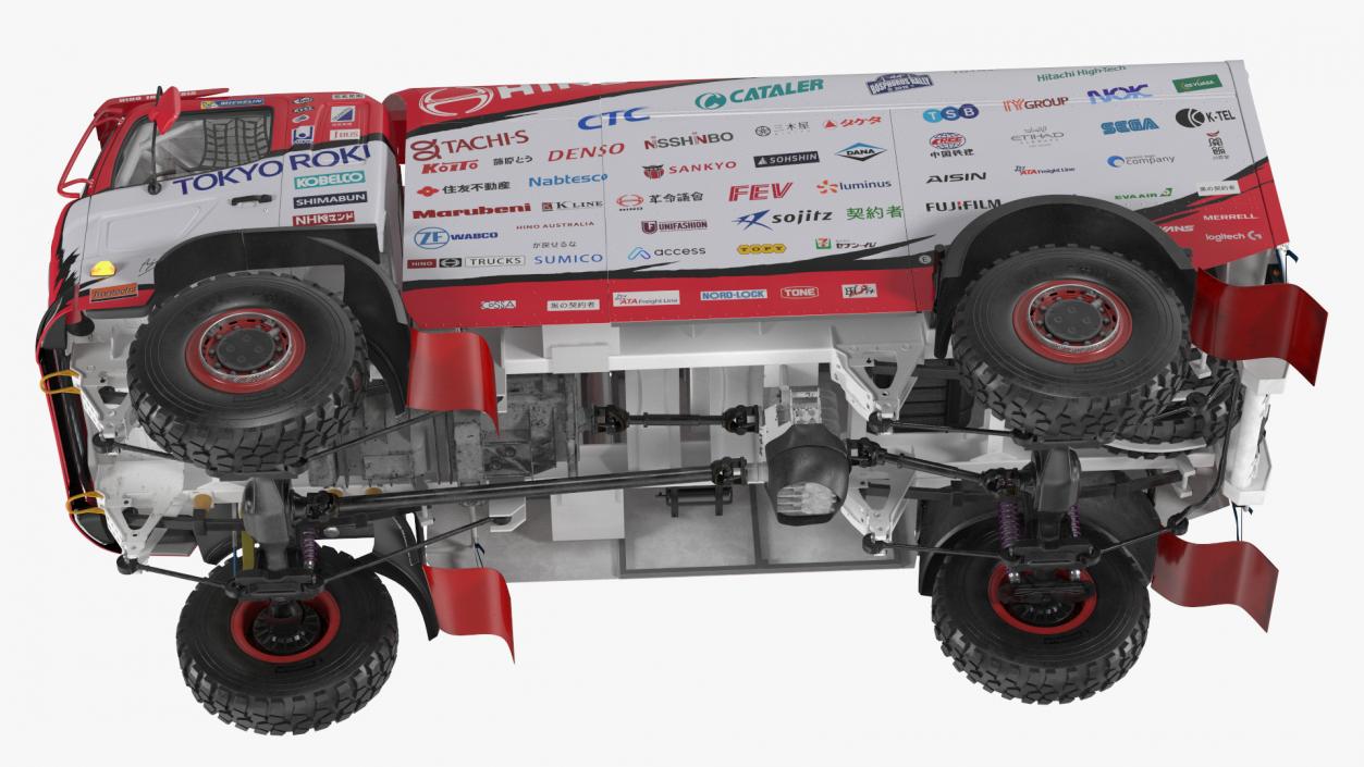 3D Dakar Truck Hino Lights On Rigged model