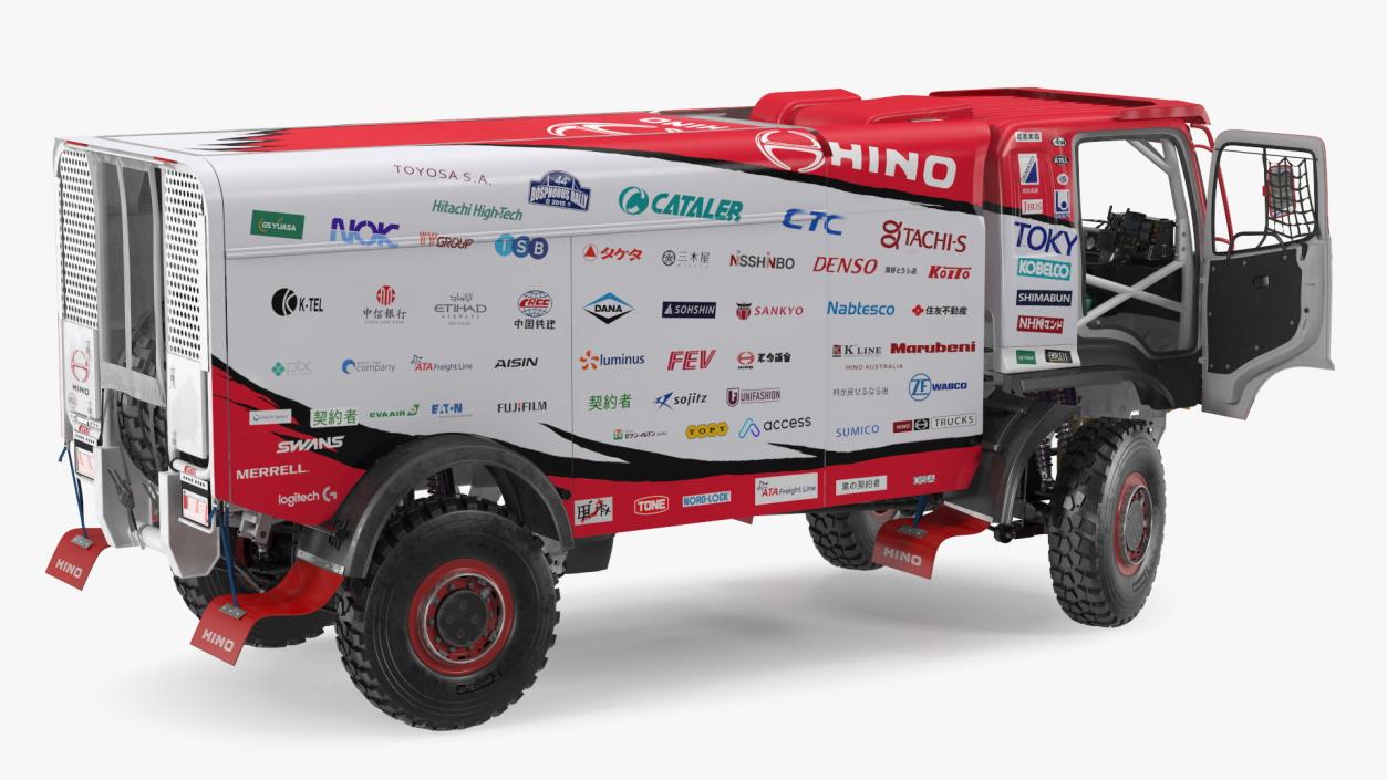 3D Dakar Truck Hino Lights On Rigged model