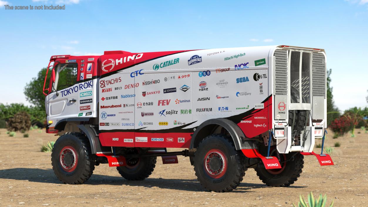 3D Dakar Truck Hino Lights On Rigged model