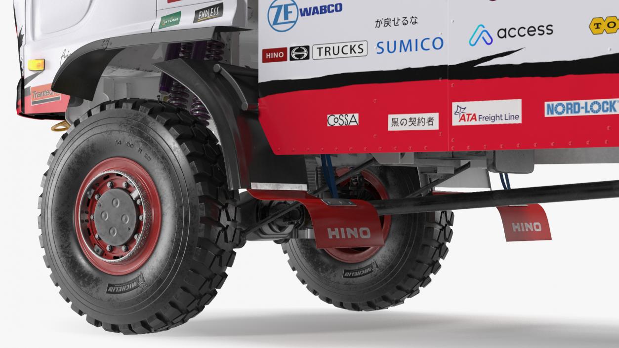 3D Dakar Truck Hino Lights On Rigged model