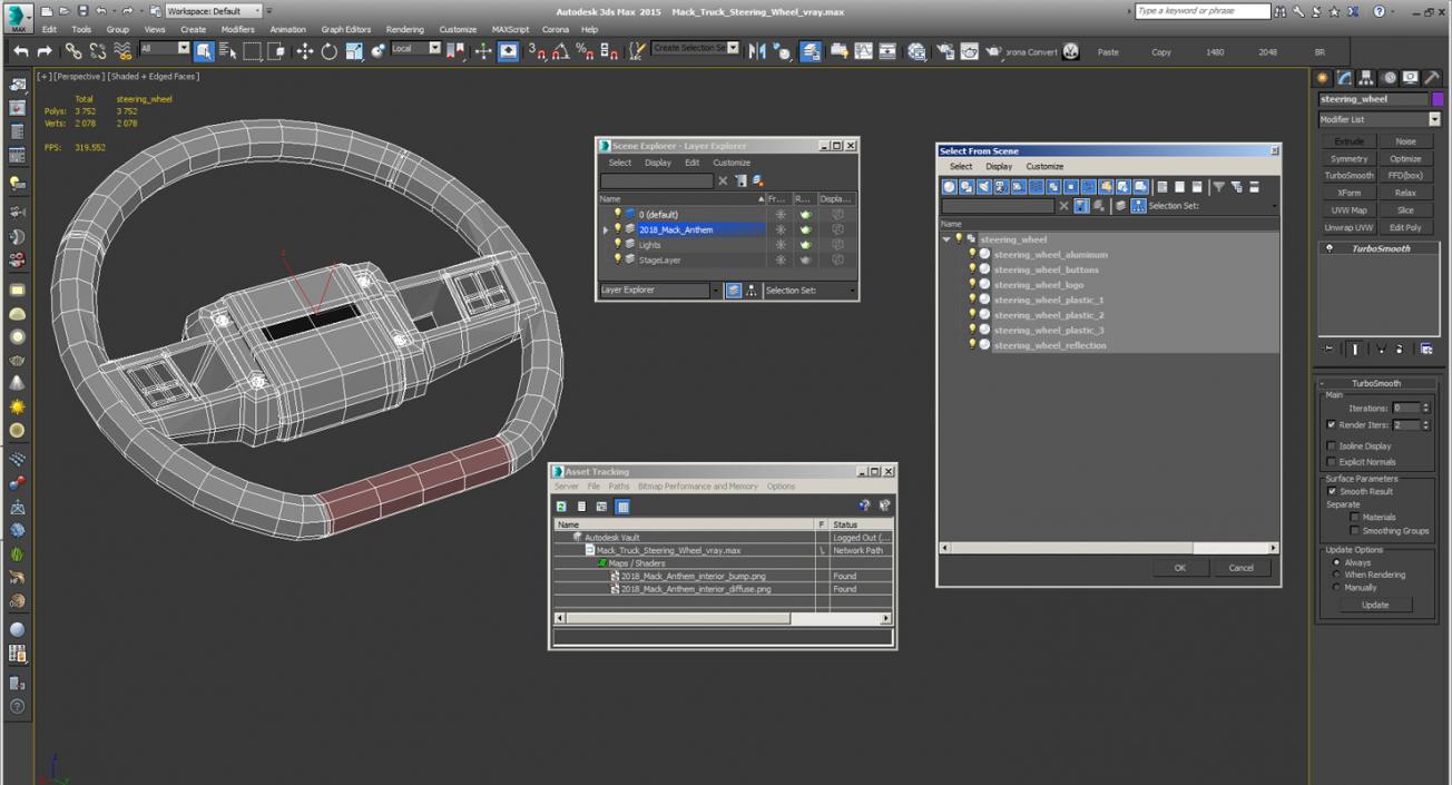 3D model Mack Truck Steering Wheel