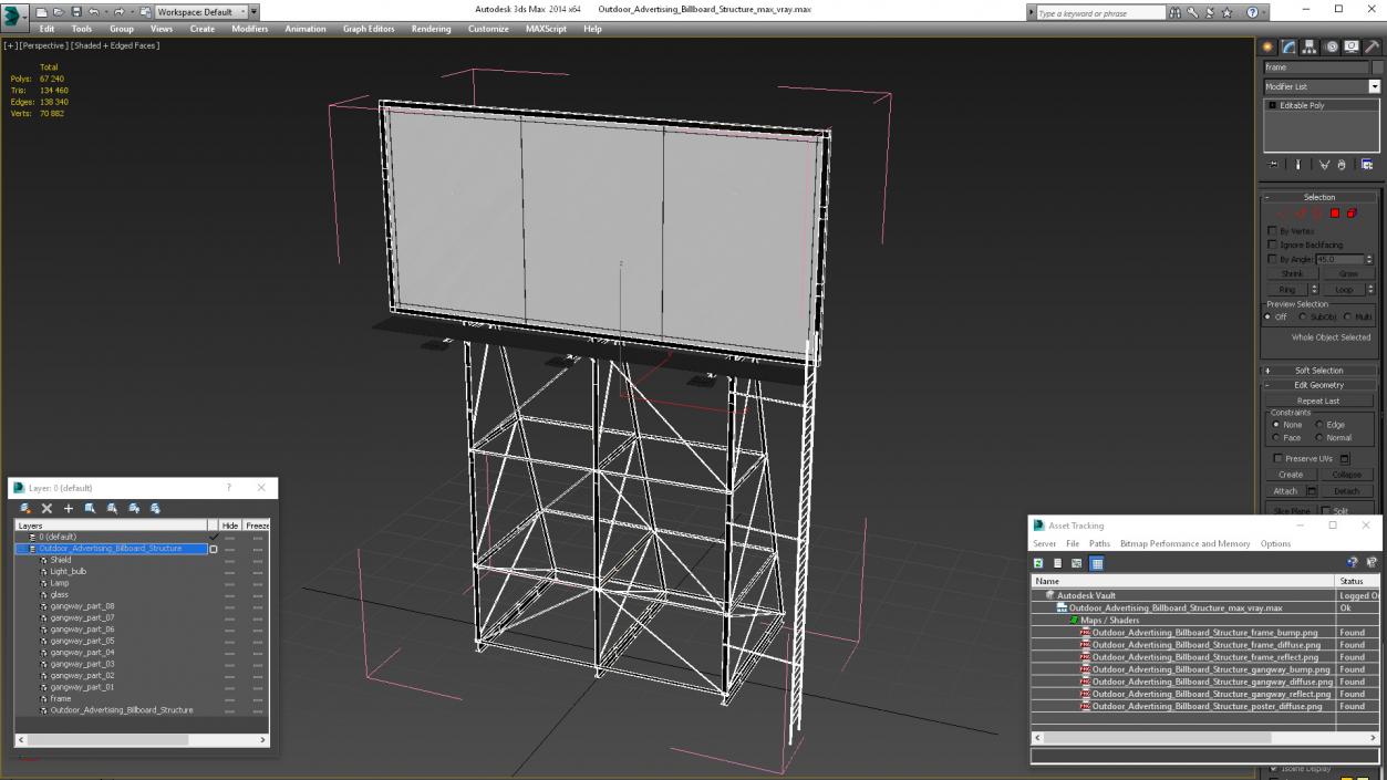 Outdoor Advertising Billboard Structure 3D model