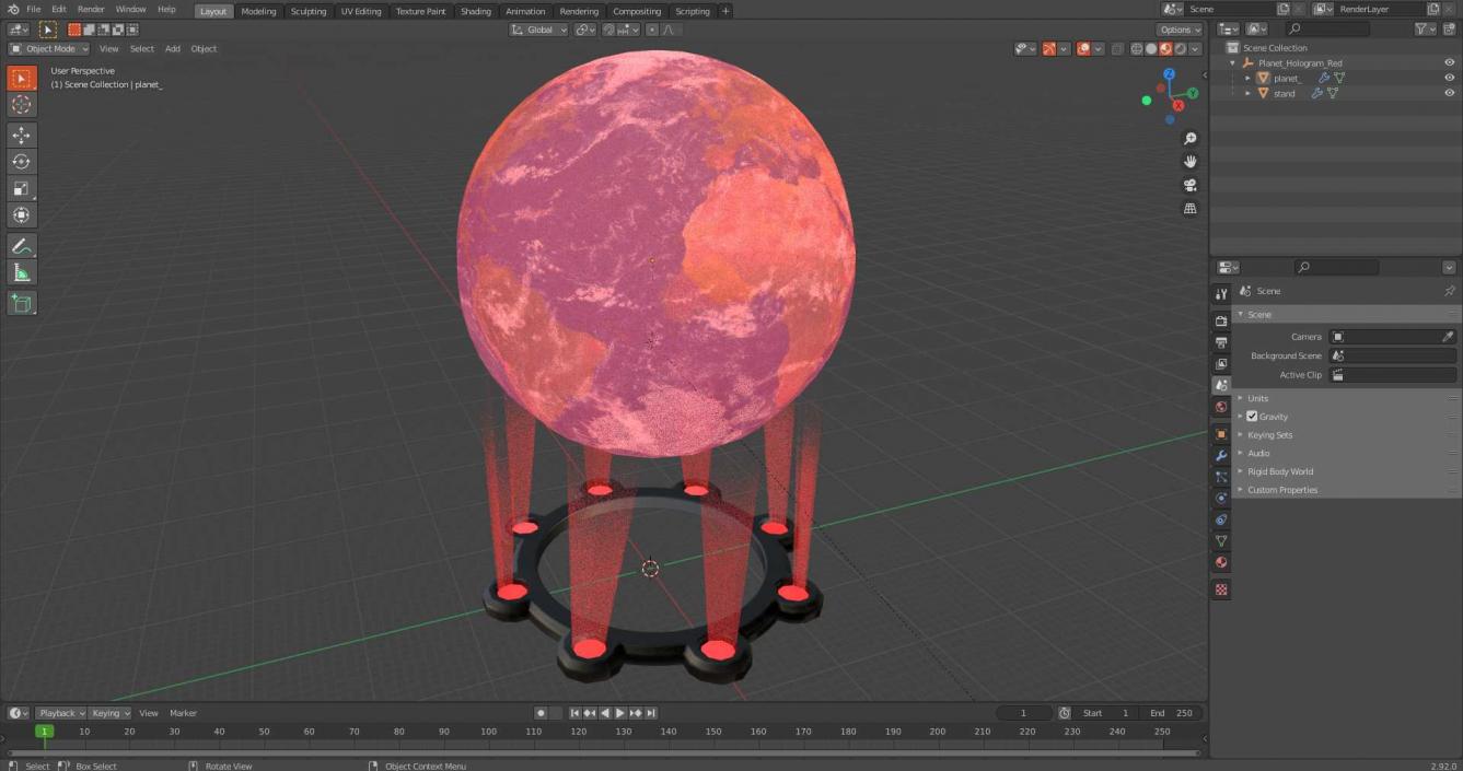 Planet Hologram Red 3D model