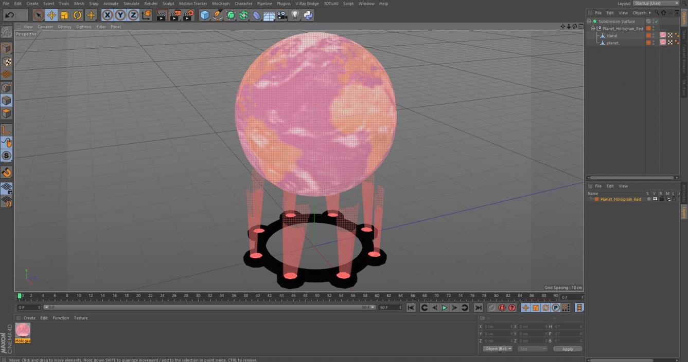 Planet Hologram Red 3D model