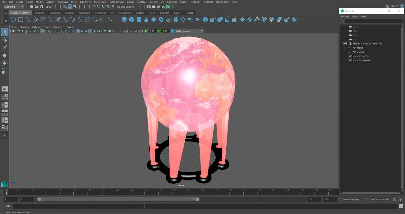 Planet Hologram Red 3D model