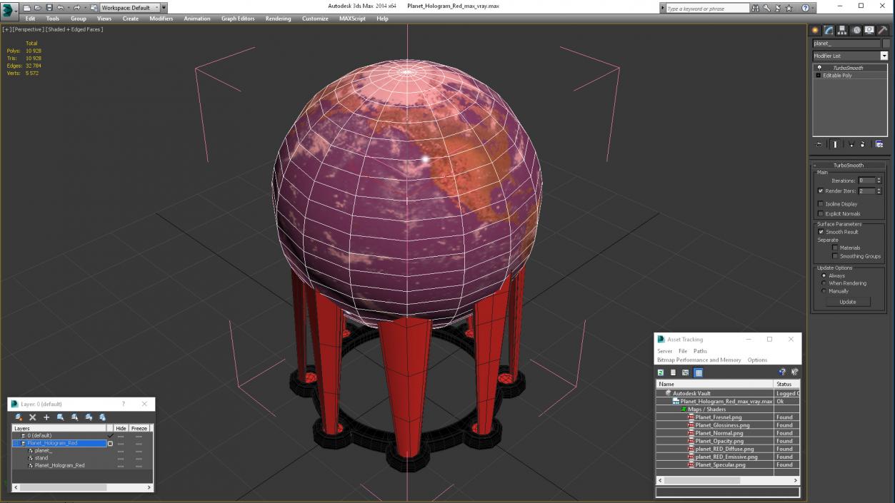 Planet Hologram Red 3D model