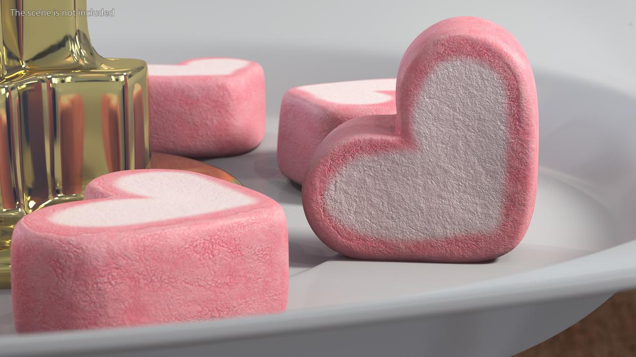 3D Pink and White Marshmallow Hearts model