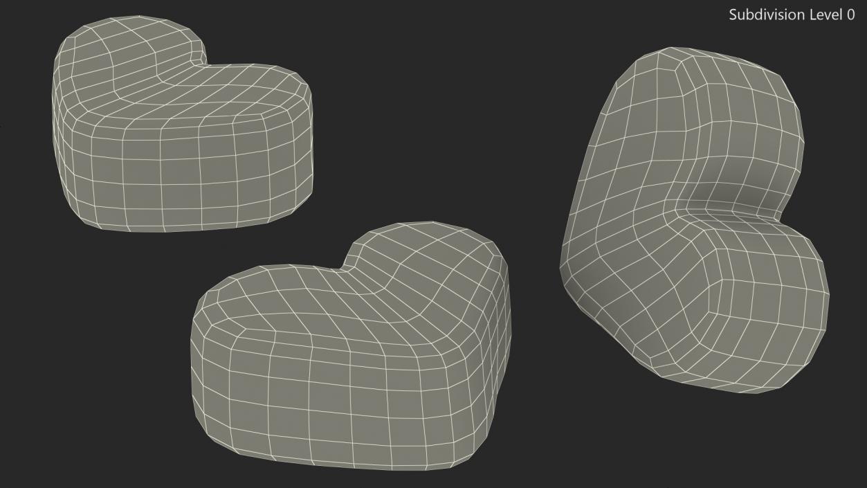 3D Pink and White Marshmallow Hearts model