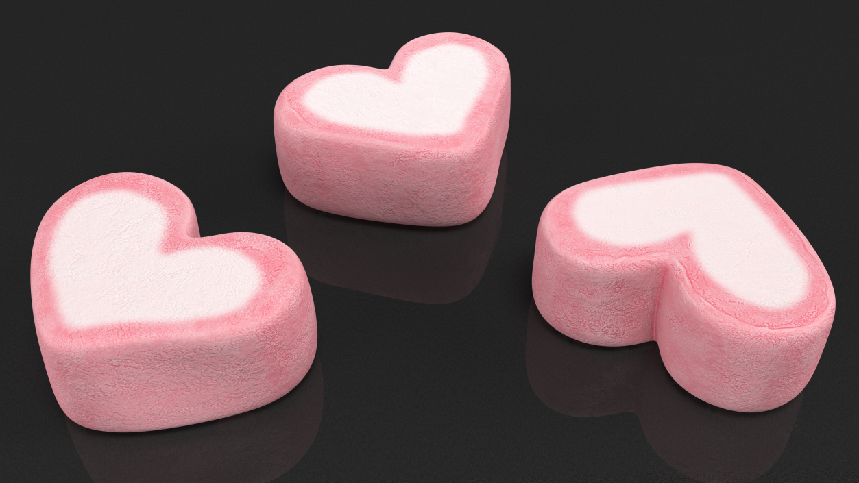 3D Pink and White Marshmallow Hearts model