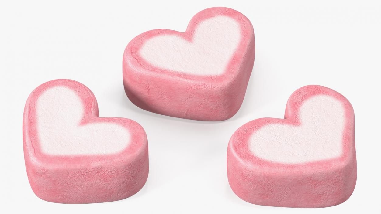 3D Pink and White Marshmallow Hearts model